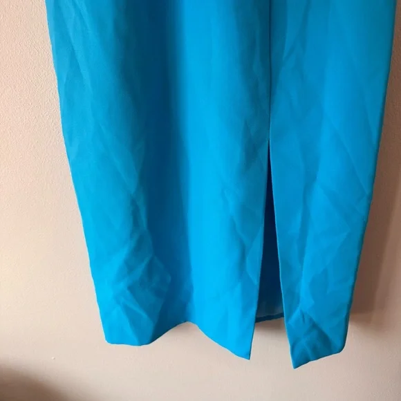 BCBGMaxAzria One Shoulder Cutout Dress NWT Blue Asymmetrical Midi Cocktail Dress - Picture 5 of 12